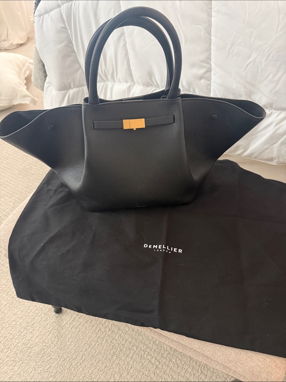 DeMellier Black Mini Kyoto Tote with Gold Accent
